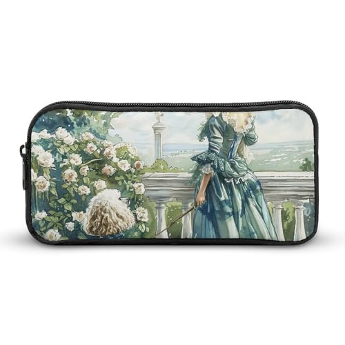 GFLFMXZW Federmäppchen mit breiter Öffnung, großes Fassungsvermögen, Federmäppchen mit grünem Kleid, ästhetische Stifttasche, Reißverschluss, Kosmetiktasche, tragbare Münztasche für Büro-Organizer, von GFLFMXZW