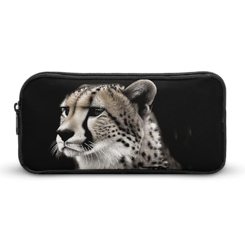 GFLFMXZW Federmäppchen mit breiter Öffnung, großes Fassungsvermögen, Geparden-Federtasche, ästhetische Stifttasche, Reißverschluss, Kosmetiktasche, tragbare Münztasche für Büro-Organizer, Stil:, von GFLFMXZW