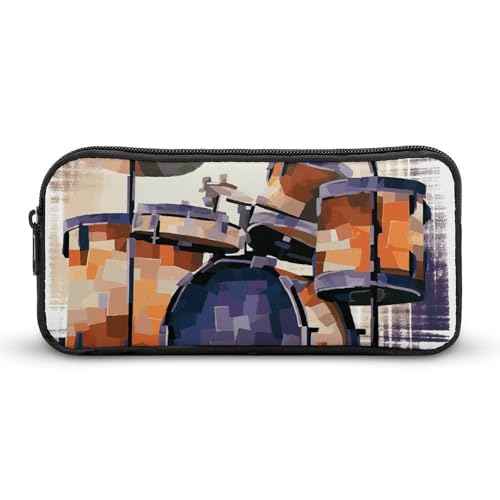 GFLFMXZW Federmäppchen mit breiter Öffnung, großes Fassungsvermögen, Jazz-Trommel-Bleistifttasche, ästhetische Stifttasche, Reißverschluss, Kosmetiktasche, tragbare Münztasche für Büro-Organizer, von GFLFMXZW