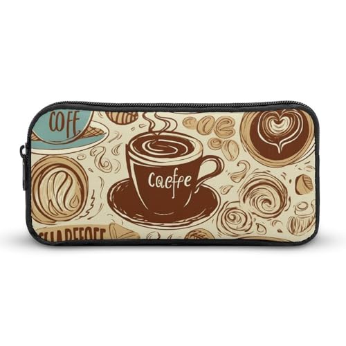 GFLFMXZW Federmäppchen mit breiter Öffnung, großes Fassungsvermögen, Kaffee-Federtasche, ästhetische Stifttasche, Reißverschluss, Kosmetiktasche, tragbare Münztasche für Büro-Organizer, Stil:, von GFLFMXZW