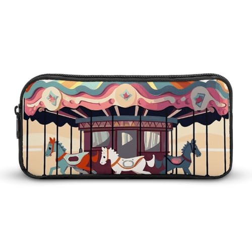 GFLFMXZW Federmäppchen mit breiter Öffnung, großes Fassungsvermögen, Karussell, Federmäppchen, ästhetische Stifttasche, Reißverschluss, Kosmetiktasche, tragbare Münztasche für Büro-Organizer, Stil:, von GFLFMXZW