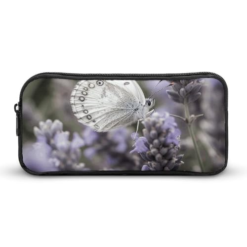 GFLFMXZW Federmäppchen mit breiter Öffnung, großes Fassungsvermögen, Lavendelblumen, Federmäppchen, ästhetische Stifttasche, Reißverschluss, Kosmetiktasche, tragbare Münztasche für Büro, Organizer, von GFLFMXZW