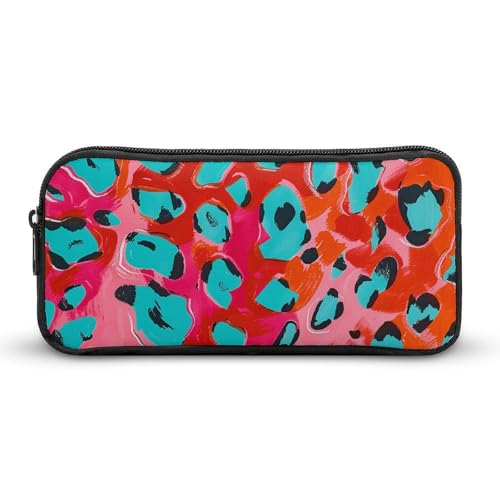 GFLFMXZW Federmäppchen mit breiter Öffnung, großes Fassungsvermögen, Leopardenmuster, Federmäppchen, ästhetische Stifttasche, Reißverschluss, Kosmetiktasche, tragbare Münztasche für Büro-Organizer, von GFLFMXZW
