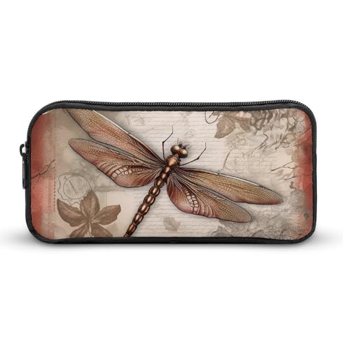 GFLFMXZW Federmäppchen mit breiter Öffnung, großes Fassungsvermögen, Libellen-Bienen-Federmäppchen, ästhetische Stifttasche, Reißverschluss, Kosmetiktasche, tragbare Münztasche für Büro-Organizer, von GFLFMXZW