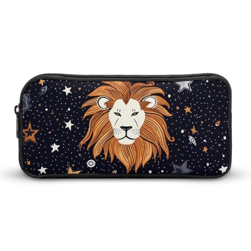 GFLFMXZW Federmäppchen mit breiter Öffnung, großes Fassungsvermögen, Löwe und Sterne, ästhetische Stifttasche, Reißverschluss, Kosmetiktasche, tragbare Münztasche für Büro-Organizer, Stil:, 22*12*5cm, von GFLFMXZW
