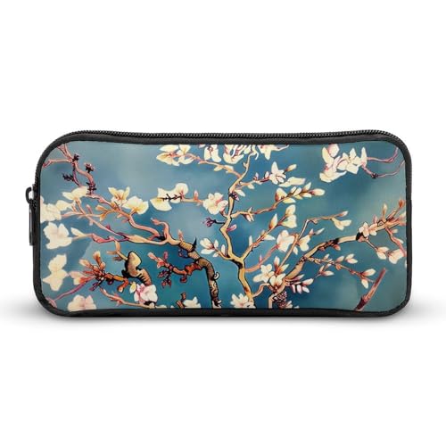 GFLFMXZW Federmäppchen mit breiter Öffnung, großes Fassungsvermögen, Mandelblüte, Federmäppchen, ästhetische Stifttasche, Reißverschluss, Kosmetiktasche, tragbare Münztasche für Büro, Organizer, von GFLFMXZW