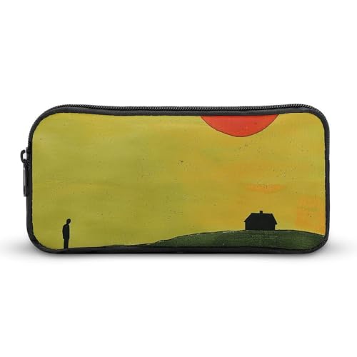 GFLFMXZW Federmäppchen mit breiter Öffnung, großes Fassungsvermögen, Motiv: Sonne auf Gras, ästhetische Stifttasche, Reißverschluss, Kosmetiktasche, tragbare Münztasche für Büro-Organizer, Stil:, von GFLFMXZW