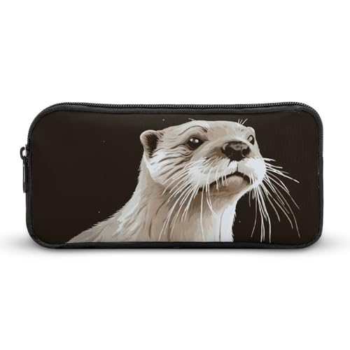 GFLFMXZW Federmäppchen mit breiter Öffnung, großes Fassungsvermögen, Otter-Federmäppchen, ästhetische Stifttasche, Reißverschluss, Kosmetiktasche, tragbare Münztasche für Büro, Organizer, Stil:, von GFLFMXZW