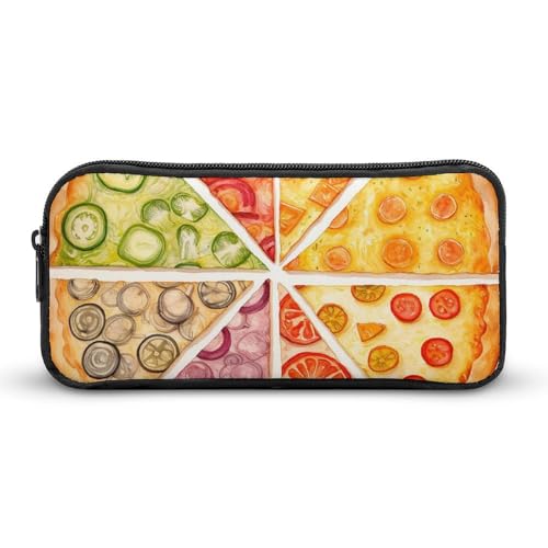 GFLFMXZW Federmäppchen mit breiter Öffnung, großes Fassungsvermögen, Pizza-Bleistifttasche, ästhetische Stifttasche, Reißverschluss, Kosmetiktasche, tragbare Münztasche für Büro, Organizer, Stil:, von GFLFMXZW