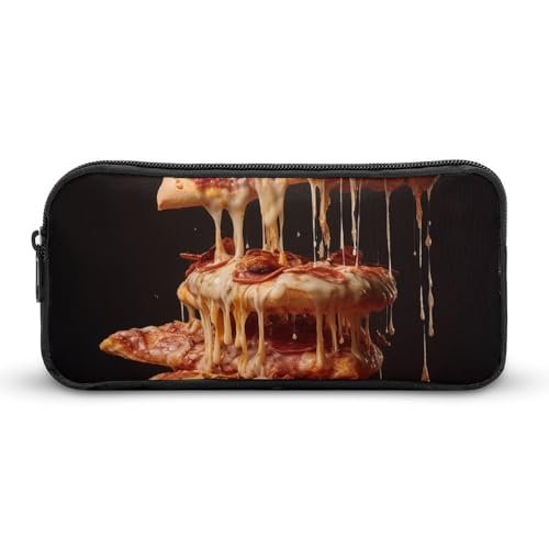 GFLFMXZW Federmäppchen mit breiter Öffnung, großes Fassungsvermögen, Pizza-Bleistifttasche, ästhetische Stifttasche, Reißverschluss, Kosmetiktasche, tragbare Münztasche für Büro-Organizer, Stil:, von GFLFMXZW