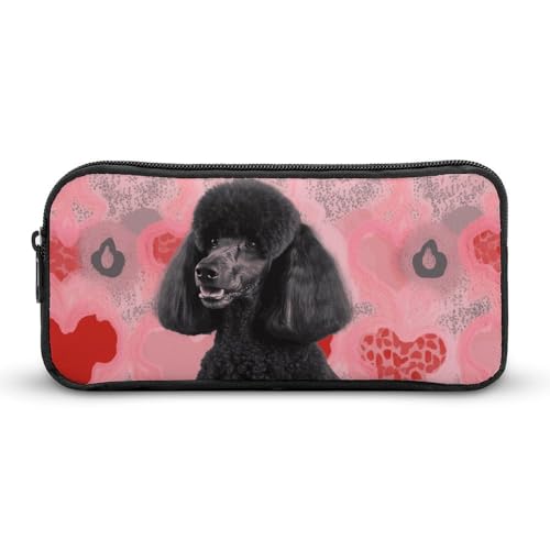 GFLFMXZW Federmäppchen mit breiter Öffnung, großes Fassungsvermögen, Pudel, Hunde, Federmäppchen, ästhetische Stifttasche, Reißverschluss, Kosmetiktasche, tragbare Münztasche für Büro-Organizer, von GFLFMXZW