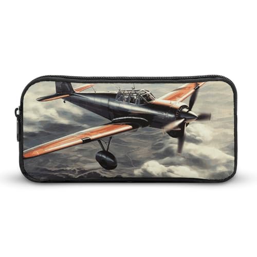 GFLFMXZW Federmäppchen mit breiter Öffnung, großes Fassungsvermögen, Retro-Flugzeug-Federtasche, ästhetische Stifttasche, Reißverschluss, Kosmetiktasche, tragbare Münztasche für Büro-Organizer, Stil:, von GFLFMXZW