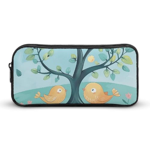 GFLFMXZW Federmäppchen mit breiter Öffnung, großes Fassungsvermögen, Vogel-Unterbaum-Federtasche, ästhetische Stifttasche, Reißverschluss, Kosmetiktasche, tragbare Münztasche für Büro-Organizer, von GFLFMXZW