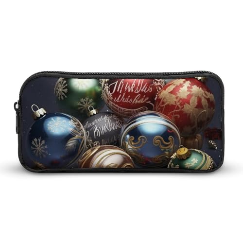 GFLFMXZW Federmäppchen mit breiter Öffnung, großes Fassungsvermögen, Weihnachtsbälle, Federmäppchen, ästhetische Stifttasche, Reißverschluss, Kosmetiktasche, tragbare Münztasche für Büro-Organizer, von GFLFMXZW