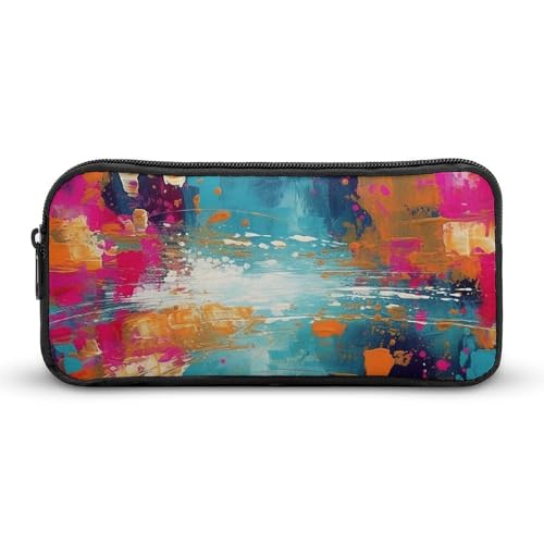 GFLFMXZW Federmäppchen mit breiter Öffnung, großes Fassungsvermögen, abstraktes Ölgemälde, Federmäppchen, ästhetische Stifttasche, Reißverschluss, Kosmetiktasche, tragbare Münztasche für von GFLFMXZW