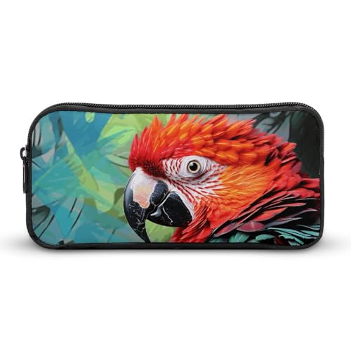 GFLFMXZW Federmäppchen mit breiter Öffnung, großes Fassungsvermögen, buntes Papageien-Federmäppchen, ästhetische Stifttasche, Reißverschluss, Kosmetiktasche, tragbare Münztasche für Büro-Organizer, von GFLFMXZW