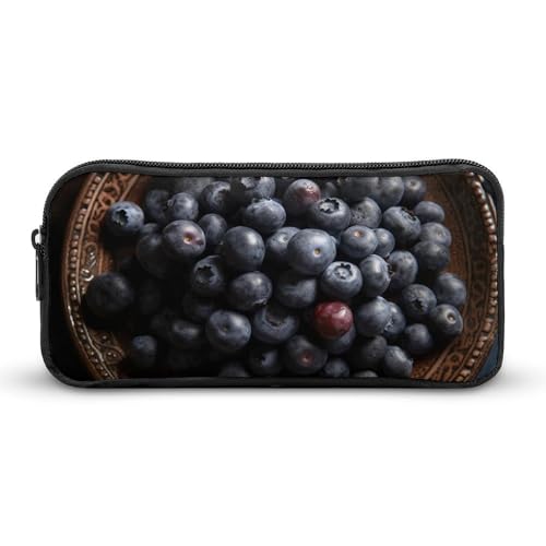 GFLFMXZW Federmäppchen mit breiter Öffnung, großes Fassungsvermögen, ein Teller mit Blaubeeren, ästhetische Stifttasche, Reißverschluss, Kosmetiktasche, tragbare Münztasche für Büro-Organizer, Stil:, GFLFMXZW Federmäppchen mit breiter Öffnung, großes Fassungsvermögen, ein Teller mit Blaubeeren, ästhetische Stifttasche, Reißverschluss, Kosmetiktasche, tragbare Münztasche für Büro-Organizer, Stil:, von GFLFMXZW