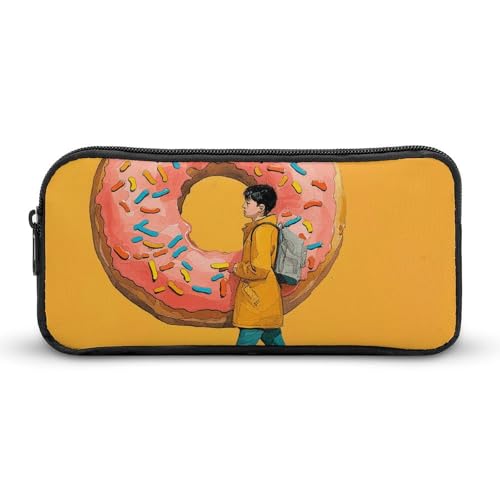 GFLFMXZW Federmäppchen mit breiter Öffnung, großes Fassungsvermögen, ein großes Donut-Federmäppchen, ästhetische Stifttasche, Reißverschluss, Kosmetiktasche, tragbare Münztasche für Büro-Organizer, von GFLFMXZW