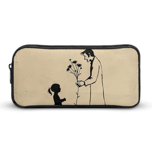 GFLFMXZW Federmäppchen mit breiter Öffnung, großes Fassungsvermögen, einfaches Zeichnen, Federmäppchen, ästhetische Stifttasche, Reißverschluss, Kosmetiktasche, tragbare Münztasche für Büro-Organizer, von GFLFMXZW