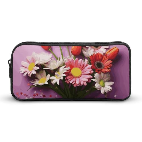 GFLFMXZW Federmäppchen mit breiter Öffnung, großes Fassungsvermögen, frische Blumen, Federmäppchen, ästhetische Stifttasche, Reißverschluss, Kosmetiktasche, tragbare Münztasche für Büro-Organizer, von GFLFMXZW