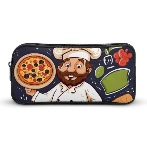 GFLFMXZW Federmäppchen mit breiter Öffnung, großes Fassungsvermögen, für Koch, Pizza, ästhetisches Stifteetui, Reißverschluss, Kosmetiktasche, tragbare Münztasche für Büro, Organizer, Stil:, von GFLFMXZW