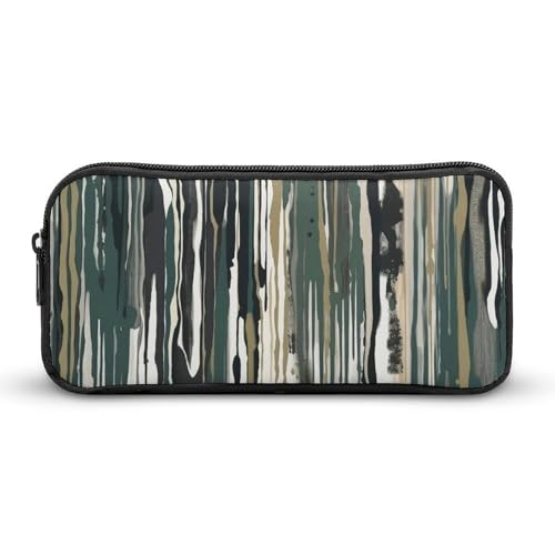 GFLFMXZW Federmäppchen mit breiter Öffnung, großes Fassungsvermögen, graue Streifen, Federmäppchen, ästhetische Stifttasche, Reißverschluss, Kosmetiktasche, tragbare Münztasche für Büro-Organizer, von GFLFMXZW