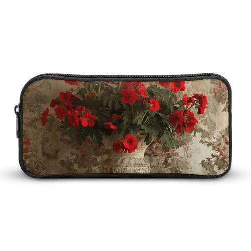 GFLFMXZW Federmäppchen mit breiter Öffnung, großes Fassungsvermögen, große antike Vase, Federmäppchen, ästhetische Stifttasche, Reißverschluss, Kosmetiktasche, tragbare Münztasche für Büro, Organizer, von GFLFMXZW