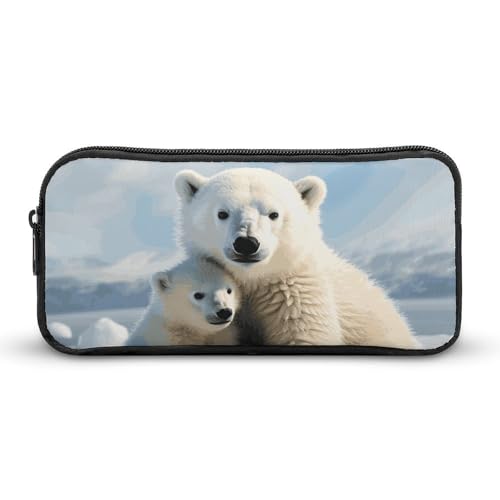 GFLFMXZW Federmäppchen mit breiter Öffnung, großes Fassungsvermögen, niedlicher Eisbär-Bleistiftbeutel, ästhetische Stifttasche, Reißverschluss, Kosmetiktasche, tragbare Münztasche für Büro-Organizer, von GFLFMXZW