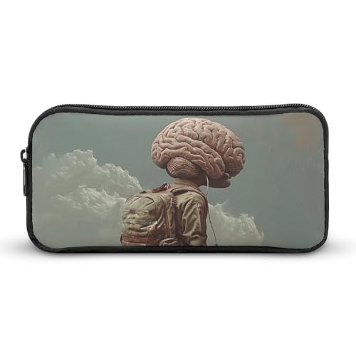 GFLFMXZW Federmäppchen mit breiter Öffnung, großes Fassungsvermögen, nur Gehirnmuster, Federmäppchen, ästhetische Stifttasche, Reißverschluss, Kosmetiktasche, tragbare Münztasche für Büro-Organizer, von GFLFMXZW