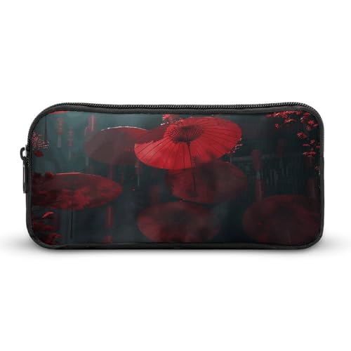 GFLFMXZW Federmäppchen mit breiter Öffnung, großes Fassungsvermögen, roter Regenschirm, Federmäppchen, ästhetische Stifttasche, Reißverschluss, Kosmetiktasche, tragbare Münztasche für Büro-Organizer, von GFLFMXZW