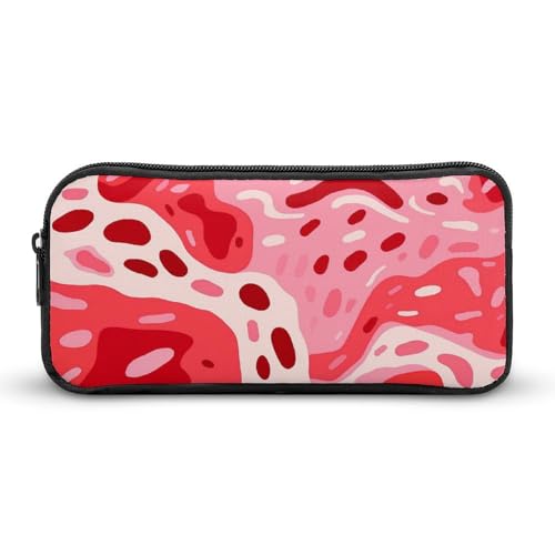 GFLFMXZW Federmäppchen mit breiter Öffnung, großes Fassungsvermögen, rotes Tiermuster, Federmäppchen, ästhetische Stifttasche, Reißverschluss, Kosmetiktasche, tragbare Münztasche für Büro-Organizer, von GFLFMXZW