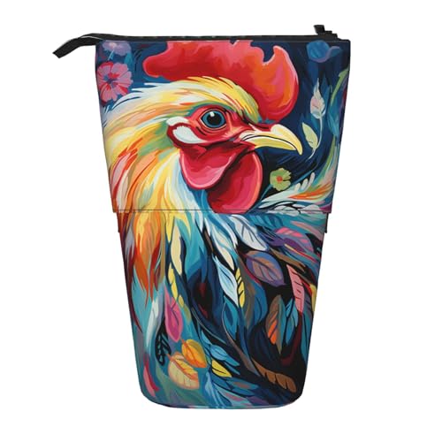 GFLFMXZW Federmäppchen mit buntem Huhn-Druck, Teleskop-Federmäppchen, Pop-Up-Bleistifttasche, tragbare Make-up-Tasche mit Reißverschluss, Schwarz , Einheitsgröße von GFLFMXZW