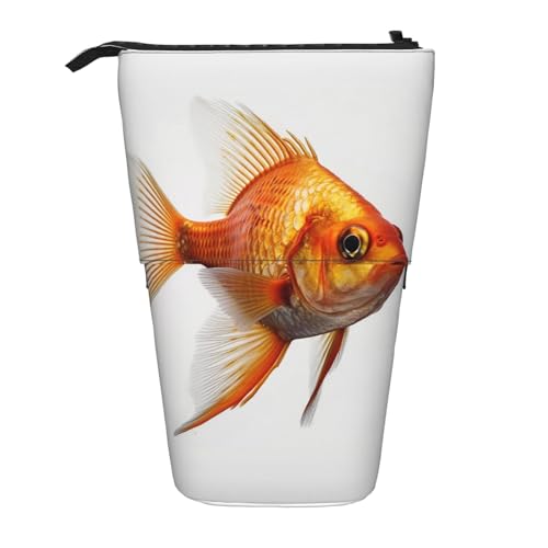 GFLFMXZW Federmäppchen mit echtem Fisch-Druck, Teleskop-Federhalter, Pop-Up-Bleistifttasche, tragbare Make-up-Tasche mit Reißverschluss, Schwarz , Einheitsgröße von GFLFMXZW