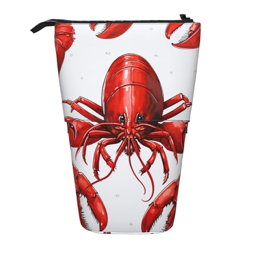 GFLFMXZW Federmäppchen mit rotem Hummer-Aufdruck, stehend, Teleskop-Federhalter, Pop-Up-Bleistifttasche, tragbare Make-up-Tasche mit Reißverschluss, Schwarz , Einheitsgröße von GFLFMXZW