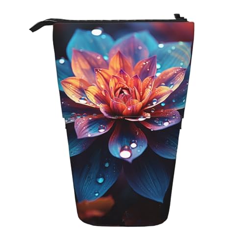 GFLFMXZW Federmäppchen mit schönem Blumendruck, Teleskop-Federmäppchen, Pop-Up-Bleistifttasche, tragbare Make-up-Tasche mit Reißverschluss, Schwarz , Einheitsgröße von GFLFMXZW