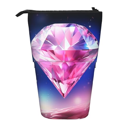 GFLFMXZW Hübsches Federmäppchen mit Diamant-Aufdruck, Stand-Federmäppchen, Teleskop-Federhalter, Pop-Up-Bleistifttasche, tragbare Make-up-Tasche mit Reißverschluss, Schwarz , Einheitsgröße von GFLFMXZW