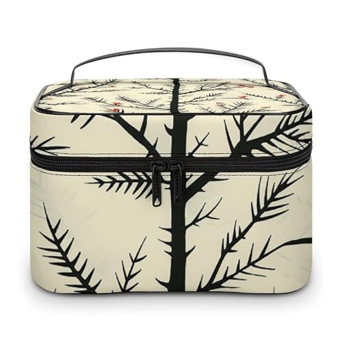 GFLFMXZW Make-up-Tasche, Reise-Kosmetiktasche für Damen, Äste und Vögel, Make-up-Tasche für Geldbörse, großer Make-up-Organizer, Empfangstasche, Äste und Vögel, 25 x 18 x 15 cm, Kosmetiktasche, Äste von GFLFMXZW