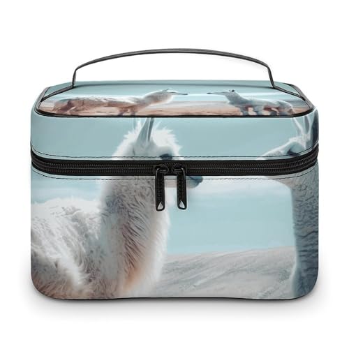 GFLFMXZW Make-up-Tasche, Reise-Kosmetiktasche für Damen, Alpaka auf dem Gras, Make-up-Tasche für Geldbörse, großer Make-up-Organizer, Empfangstasche, Alpaka auf dem Gras, 25 x 18 x 15 cm, von GFLFMXZW