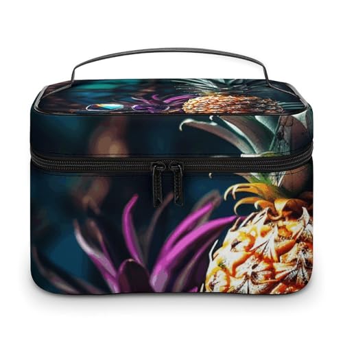 GFLFMXZW Make-up-Tasche, Reise-Kosmetiktasche für Damen, Augen und Ananas, Make-up-Tasche für Geldbörse, große Make-up-Tasche, für Augen und Ananas, 25 x 18 x 15 cm, Kosmetiktasche, Augen und Ananas, von GFLFMXZW