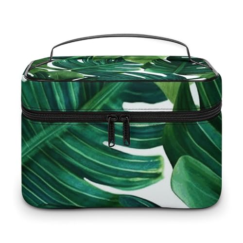 GFLFMXZW Make-up-Tasche, Reise-Kosmetiktasche für Damen, Bananenblätter, Make-up-Tasche für Geldbörse, großer Make-up-Organizer, Empfangstasche, Bananenblätter, 25 x 18 x 15 cm, Kosmetiktasche, von GFLFMXZW