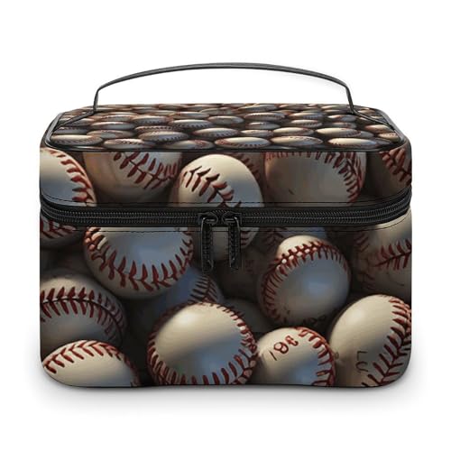 GFLFMXZW Make-up-Tasche, Reise-Kosmetiktasche für Damen, Baseball-Make-up-Tasche für Geldbörse, großer Make-up-Organizer, Empfangstasche, Baseball, 25 x 18 x 15 cm, Kosmetiktasche, baseball, von GFLFMXZW