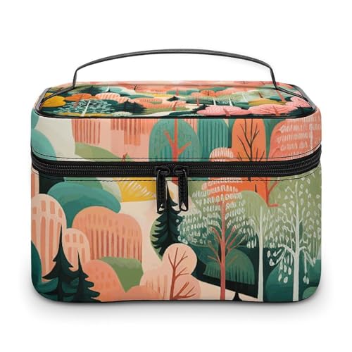 GFLFMXZW Make-up-Tasche, Reise-Kosmetiktasche für Damen, Baum in Pfirsichtönen, Make-up-Tasche für Geldbörse, großer Make-up-Organizer, Empfangstasche, Baum in Pfirsichtönen, 25 x 18 x 15 cm, von GFLFMXZW