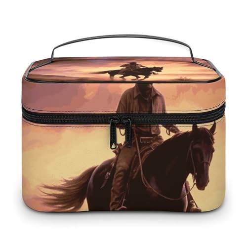 GFLFMXZW Make-up-Tasche, Reise-Kosmetiktasche für Damen, Cowboy-West-Make-up-Tasche für Geldbörse, großer Make-up-Organizer, Empfangstasche, Cowboy-West, 25 x 18 x 15 cm, Kosmetiktasche, Cowboy West, von GFLFMXZW