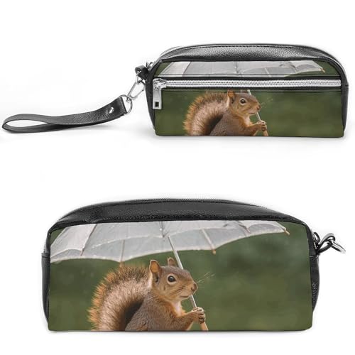 GFLFMXZW Make-up-Tasche, Reise-Kosmetiktasche für Damen, Eichhörnchen, hält einen Regenschirm, Make-up-Tasche für Geldbörse, großer Make-up-Organizer, Eichhörnchen hält einen Regenschirm, 20 x 10 x von GFLFMXZW