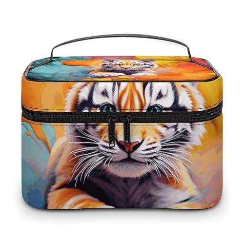 GFLFMXZW Make-up-Tasche, Reise-Kosmetiktasche für Damen, Farbanimation, Make-up-Tasche für Geldbörse, großer Make-up-Organizer, Empfangstasche, Farbanimation, 25 x 18 x 15 cm, Kosmetiktasche, von GFLFMXZW