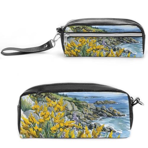 GFLFMXZW Make-up-Tasche, Reise-Kosmetiktasche für Damen, Felsen und Strand, Make-up-Tasche für Geldbörse, großer Make-up-Organizer, Felsen und Strand, 20 x 10 x 5,5 cm, Kosmetiktasche, Felsen und von GFLFMXZW