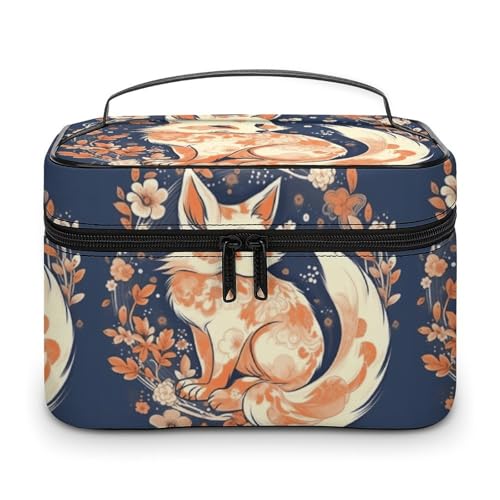 GFLFMXZW Make-up-Tasche, Reise-Kosmetiktasche für Damen, Fuchs-Make-up-Tasche für Geldbörse, großer Make-up-Organizer, Empfangstasche, Fuchs, 25 x 18 x 15 cm, Kosmetiktasche, Bedruckter Fuchs, von GFLFMXZW