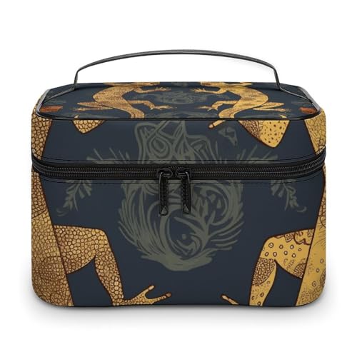 GFLFMXZW Make-up-Tasche, Reise-Kosmetiktasche für Damen, Gecko-Eidechsen, Make-up-Tasche für Geldbörse, großer Make-up-Organizer, Empfangstasche, Gecko-Eidechsen, 25 x 18 x 15 cm, Kosmetiktasche, von GFLFMXZW