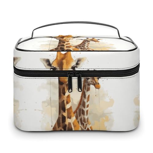 GFLFMXZW Make-up-Tasche, Reise-Kosmetiktasche für Damen, Giraffen-Make-up-Tasche für Geldbörse, großer Make-up-Organizer, Empfangstasche, Giraffe, 25 x 18 x 15 cm, Kosmetiktasche, giraffe, 25x18x15cm, von GFLFMXZW