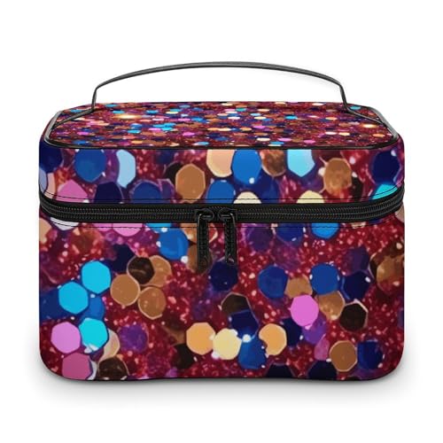 GFLFMXZW Make-up-Tasche, Reise-Kosmetiktasche für Damen, Glitzermuster, Make-up-Tasche für Geldbörse, großer Make-up-Organizer, Empfangstasche, Glitzermuster, 25 x 18 x 15 cm, Kosmetiktasche, von GFLFMXZW